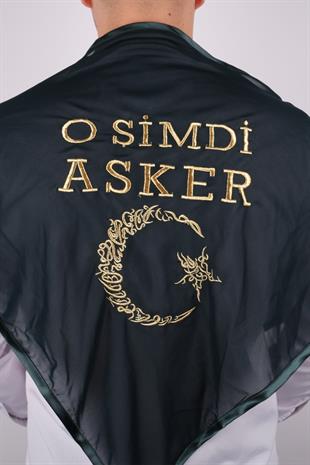 Yeşil O Şimdi Asker Sim Ay Yıldızlı Nakışlı Asker Örtü Şal