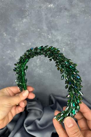 Green Salba Bridal Henna Crown and Hair Turban Accessory
