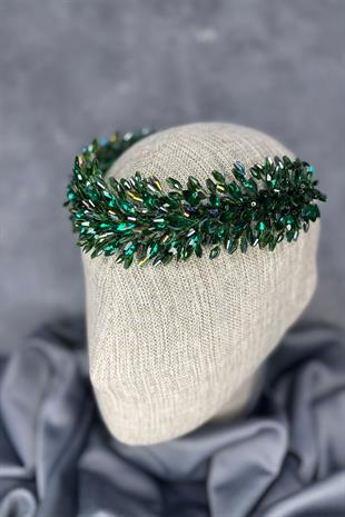 Green Salba Bridal Henna Crown and Hair Turban Accessory