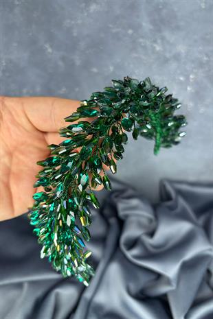 Green Salba Bridal Henna Crown and Hair Turban Accessory