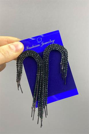 Yeşil Sallantılı Abiye Taşlı Küpe