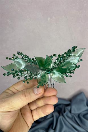 Yeşil Sedefli Özün Taraklı Gelin Saç Aksesuarı