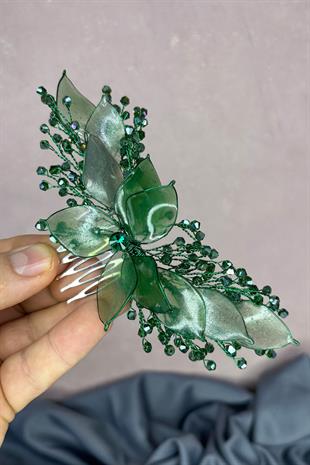 Yeşil Sedefli Özün Taraklı Gelin Saç Aksesuarı