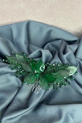 Yeşil Sedefli Özün Taraklı Gelin Saç Aksesuarı