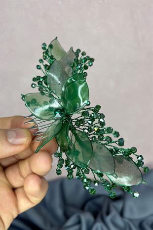 Yeşil Sedefli Özün Taraklı Gelin Saç Aksesuarı