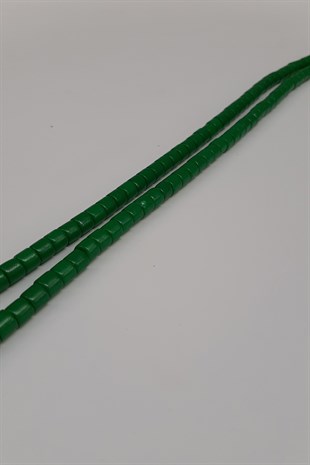 Green Cylinder Matte Beads