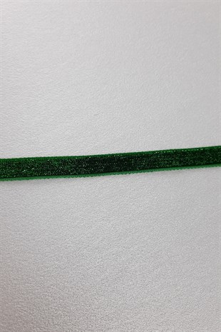 Green Glittery Velvet Ribbon 1 cm
