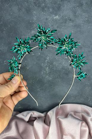 Green Star Stone Bridaal Henna Crown and Bridal Hair Accessory