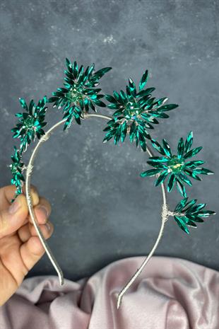Green Star Stone Bridaal Henna Crown and Bridal Hair Accessory