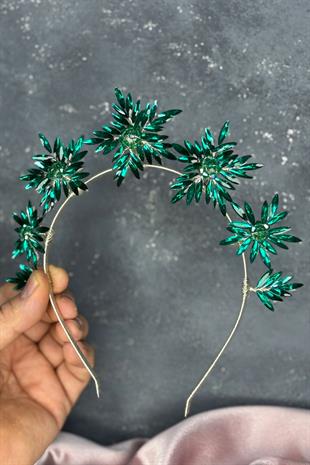 Green Star Stone Bridaal Henna Crown and Bridal Hair Accessory
