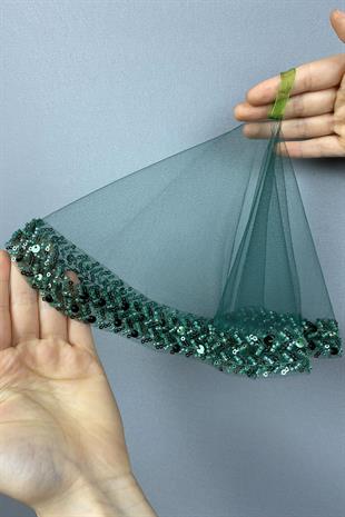 Green Su Vip Model Beaded Bridal Halay Handkerchief 5 pcs