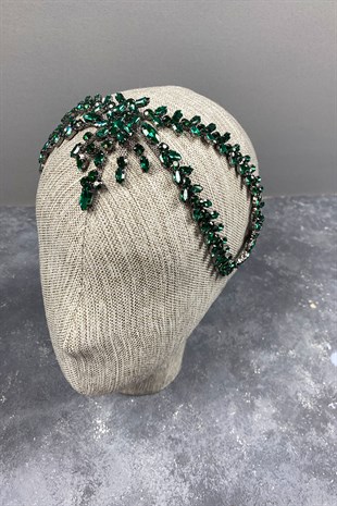 Green Sultan Pediment Bridal Henna Crown Hair Accessory
