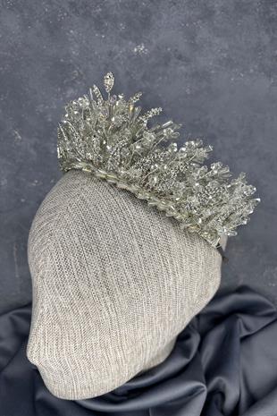 Green Tone Livan Beaded Bridal Henna Crown Hair Accessory