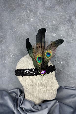 Yeşil Tüylü Fadel Gelin Kına Tacı