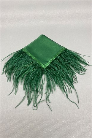 Yeşil Tüylü Gelin Halay Mendili