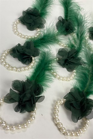 Green Feather Pearl Bridesmaid Bracelet 10 pcs