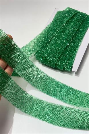 Yeşil Ütüyle Yapışan Şerit Taş Boncuk 4 Cm