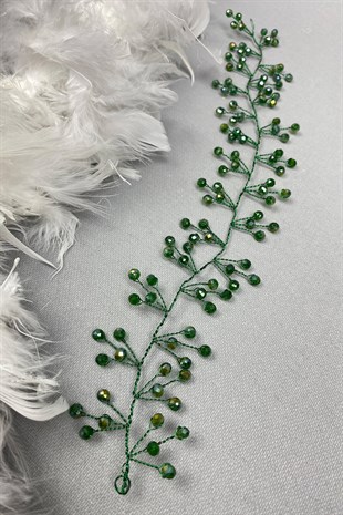 Green Vella Beaded Bridal Tiara Hair Accessory
