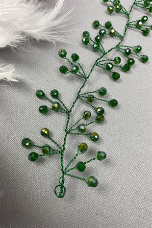 Green Vella Beaded Bridal Tiara Hair Accessory