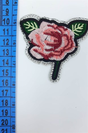 Yeşil Yapraklı Pudra Çiçek Arma (Yama)