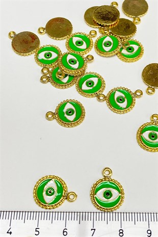 Yeşil Yuvarlak Göz Motifli Kolye Ucu 1 Adet