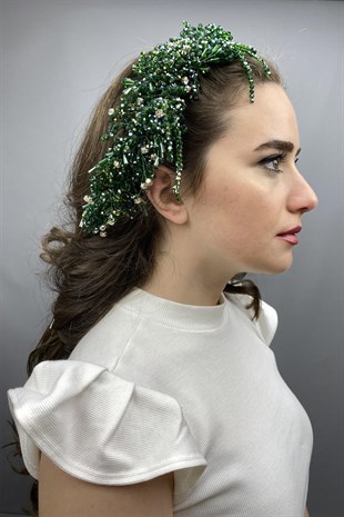 Green Zosma Crystal Stone Henna and Bridal Crown