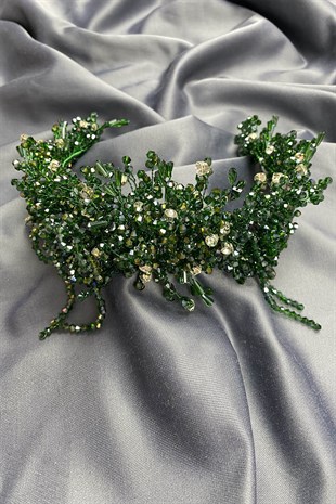 Green Zosma Crystal Stone Henna and Bridal Crown