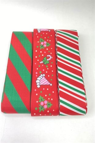 Yılbaşı Desen Baskılı 3lü Kurdele