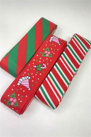 Yılbaşı Desen Baskılı 3lü Kurdele