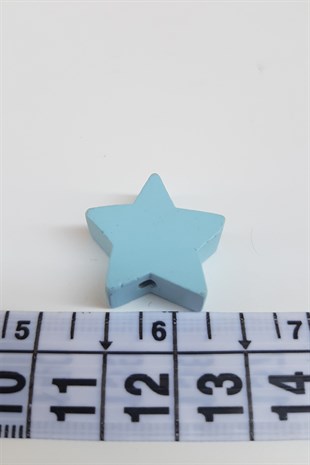 Yıldız Desenli Açık Mavi Ahşap Boncuk