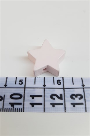 Yıldız Desenli Açık Pembe Ahşap Boncuk