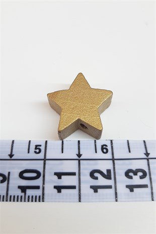 Yıldız Desenli Sarı Ahşap Boncuk