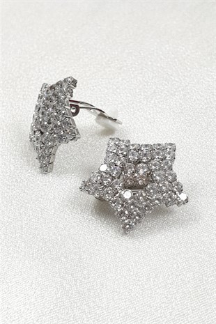 Yıldız Desenli Sık Taşlı Küpe