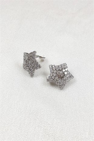 Yıldız Desenli Sık Taşlı Küpe