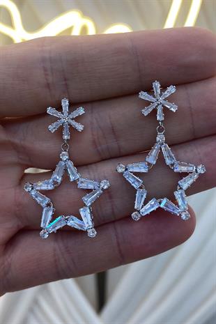 Yıldız Zirkon Baget Taşlı Küpe