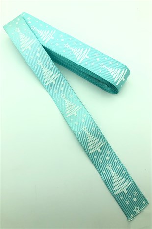 Yıldızlı Çam Ağacı Baskılı Yılbaşı Kurdelesi