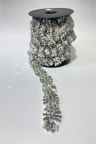 Yoğun Baget Taşlı Parlak Abiye Taşlı Şerit