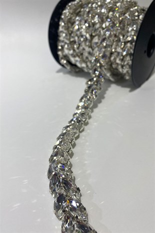 Yoğun Baget Taşlı Parlak Abiye Taşlı Şerit