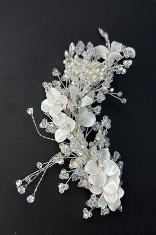 Yoğun İşlemeli Asia Yan Toka Aksesuar Gelin Tacı