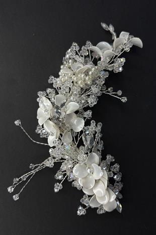 Yoğun İşlemeli Asia Yan Toka Aksesuar Gelin Tacı