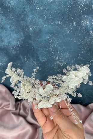 Yoğun İşlemeli Asia Yan Toka Aksesuar Gelin Tacı