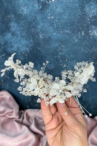 Yoğun İşlemeli Asia Yan Toka Aksesuar Gelin Tacı