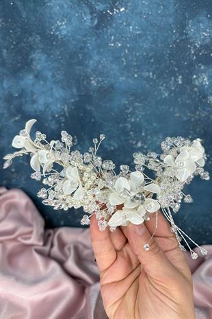 Yoğun İşlemeli Asia Yan Toka Aksesuar Gelin Tacı