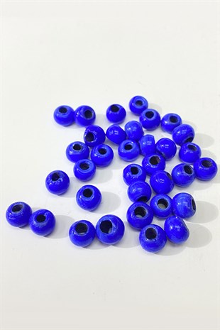 خرز زجاجي دائري 5 حبات ازرق غامق