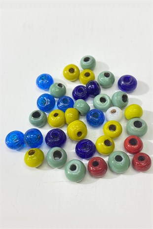 Yuvarlak Cam Bodrum Boncuğu 5 Adet Rengarenk