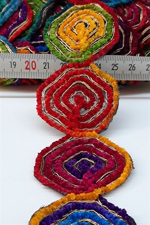 Yuvarlak Desenli Antik Şerit Güpür