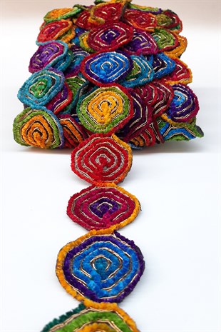 Yuvarlak Desenli Antik Şerit Güpür