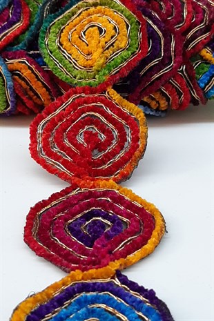 Yuvarlak Desenli Antik Şerit Güpür