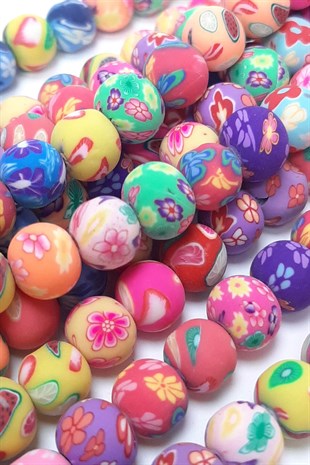 Round Patterned Fimo Dough Beads