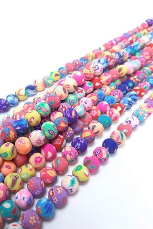 Round Patterned Fimo Dough Beads